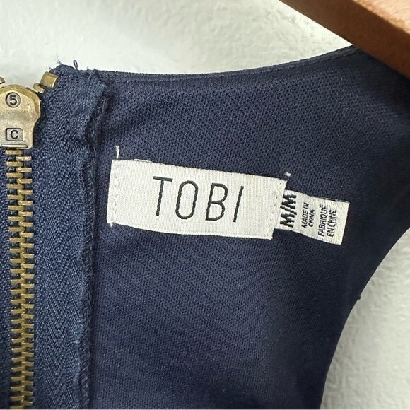 Tobi Nay Red Ponte Knit Faux Wrap Bodycon Sleeveless Sheath Dress Size Medium - Picture 11 of 13